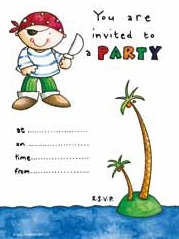 Pirate Party Invitations - Pack of 10